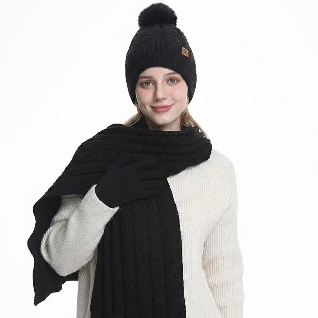 Unisex Winter Knit Hat, Scarf & Gloves Set – Keep Warm for Men & Women