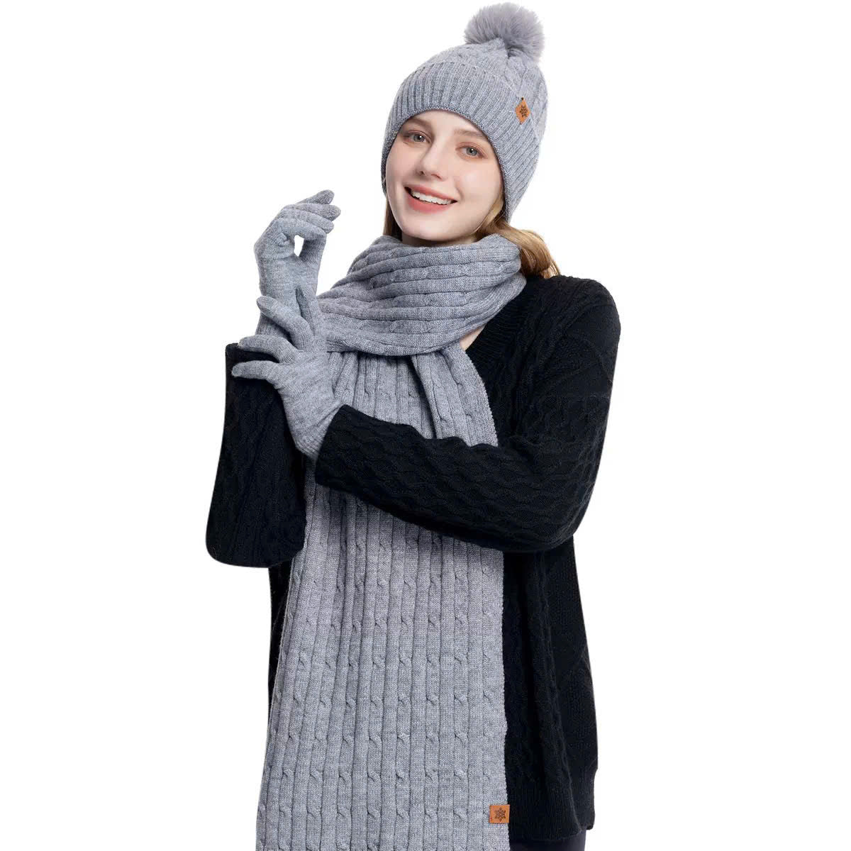 Unisex Winter Knit Hat, Scarf & Gloves Set – Keep Warm for Men & Women