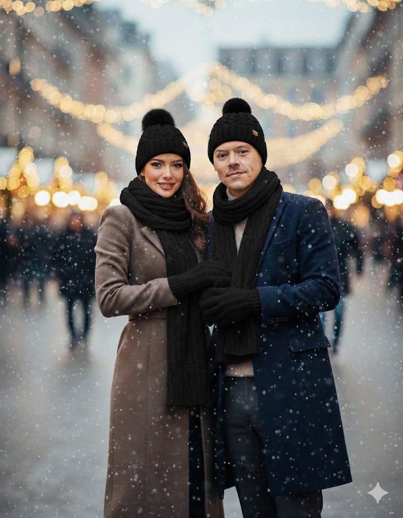 Unisex Winter Knit Hat, Scarf & Gloves Set – Keep Warm for Men & Women